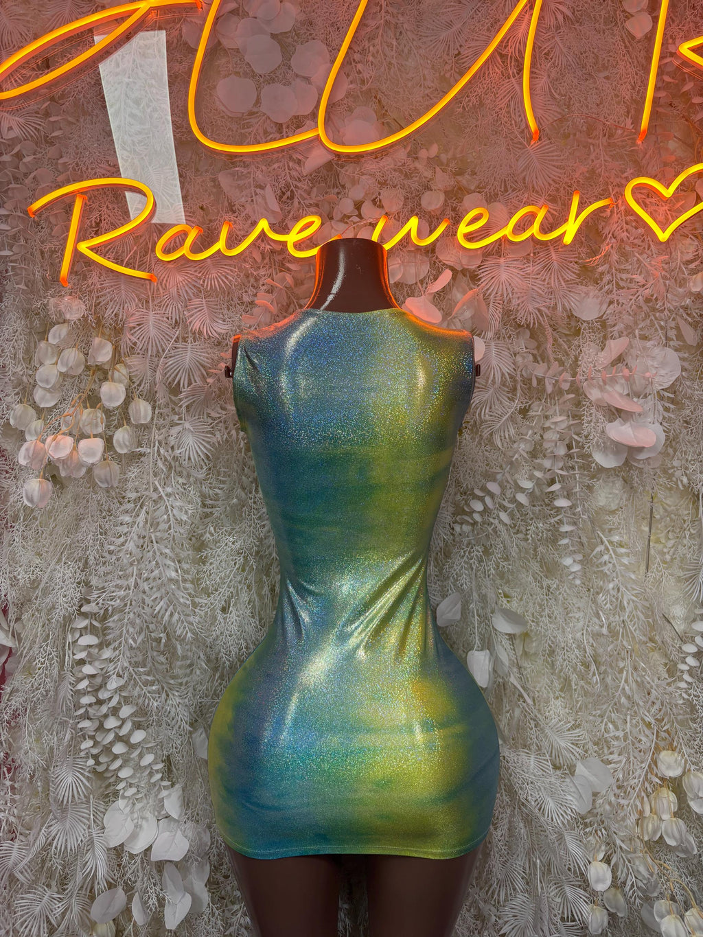 Aqua Green Metallic Dress One Piece  – Exotic Dancewear  & Rave Wear Festival Dress Club Outfit