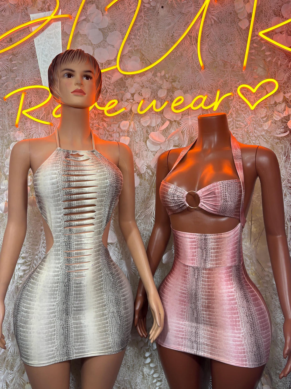 Pink Snake Print Metallic Dress One Piece  – Exotic Dancewear  & Rave Wear Festival Dress Club Outfit
