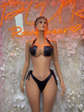 Festival Clothing Black Two Piece Set Rave Outfit Clubwear Bartender Outfit