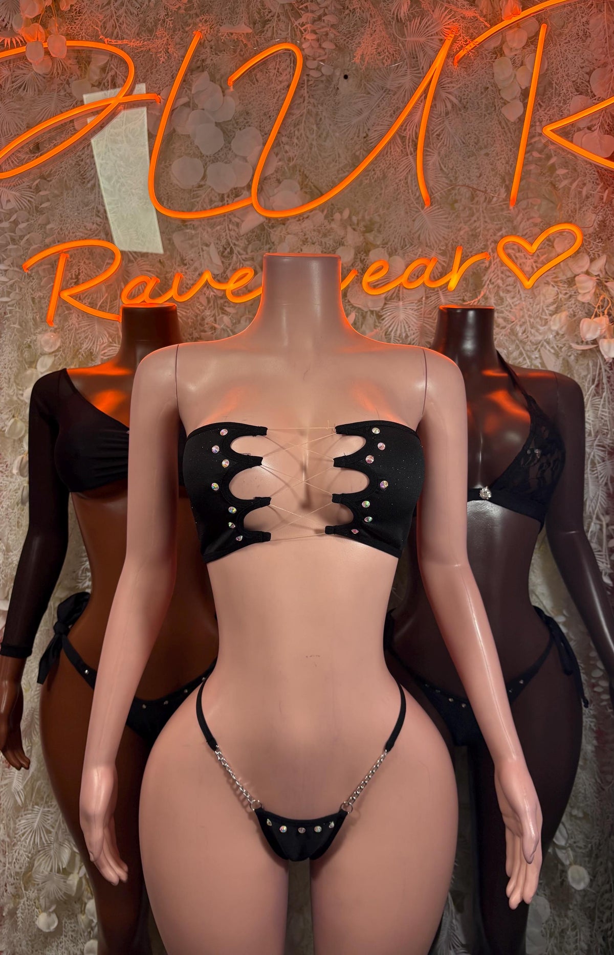 Ravewear Black Two Piece Set Festival Outfit Clubwear Bartender Outfit - image 3