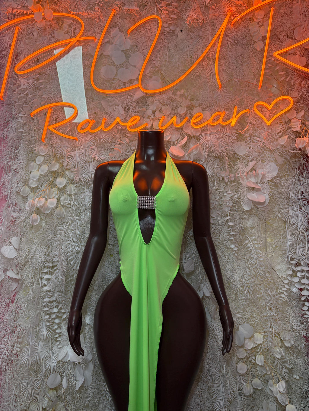 Neon Festival Gown - Exotic Dancewear Elegant, Date Night Dress, Formal Evening Maxi