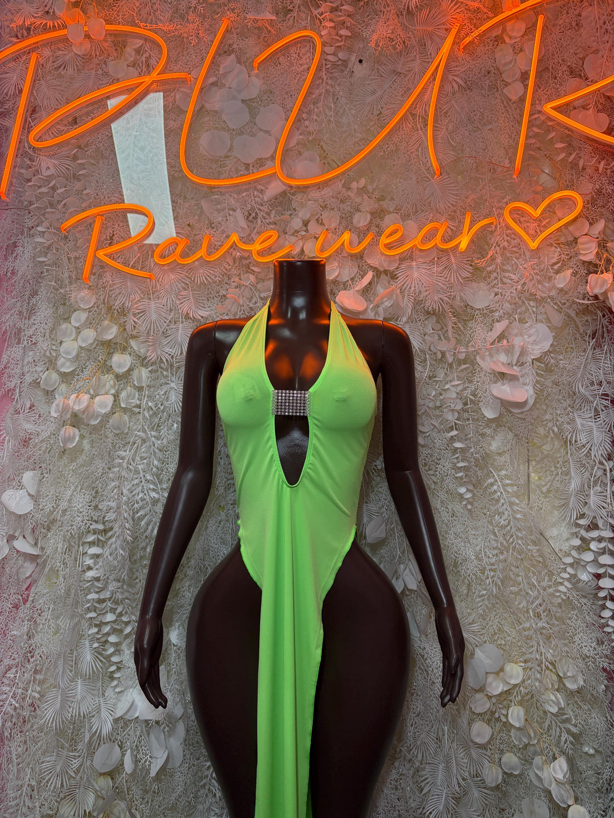 Neon Festival Gown - Exotic Dancewear Elegant, Date Night Dress, Formal Evening Maxi