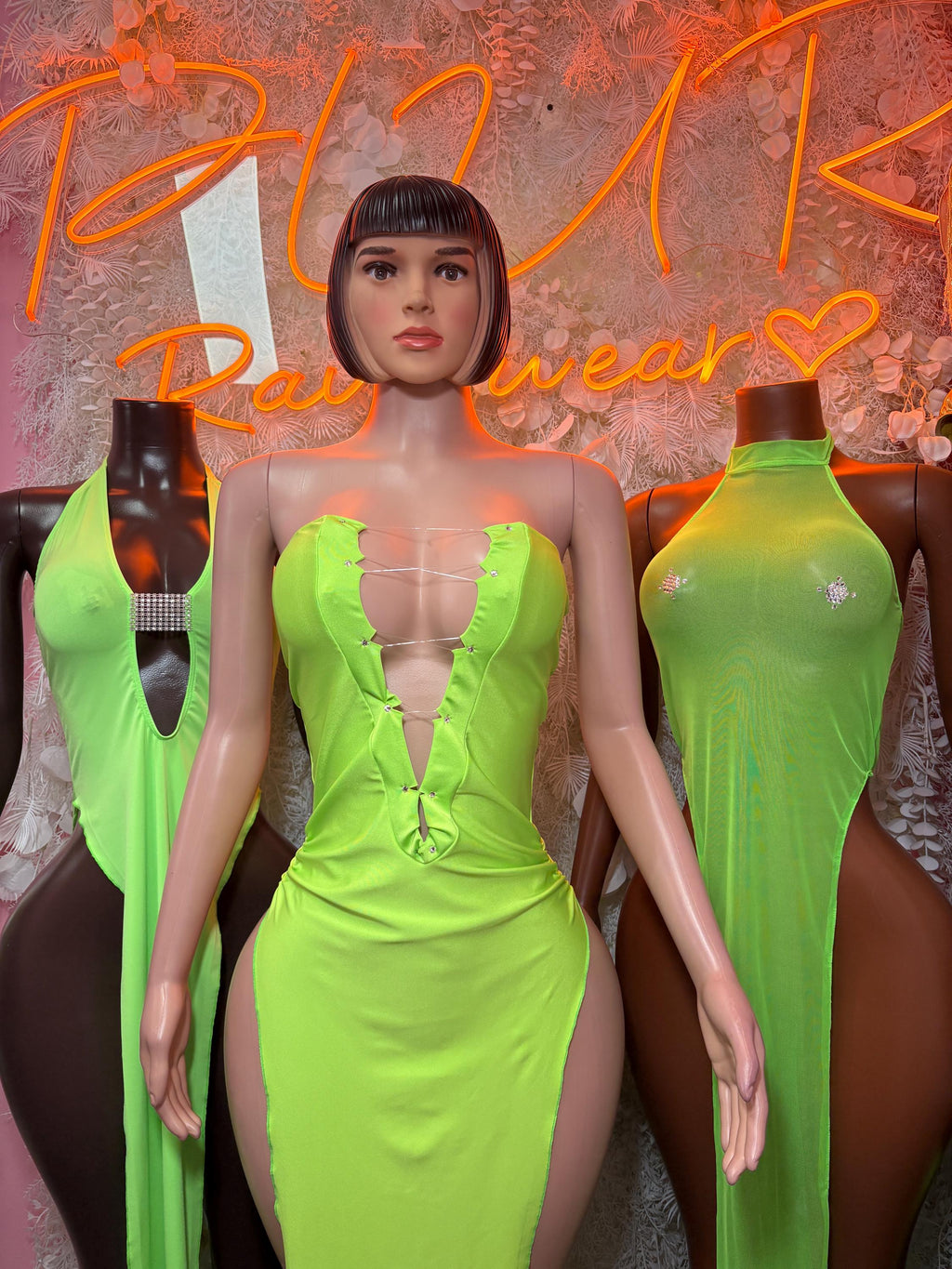 Neon Festival Gown - Exotic Dancewear Elegant, Date Night Dress, Formal Evening Maxi - image 3