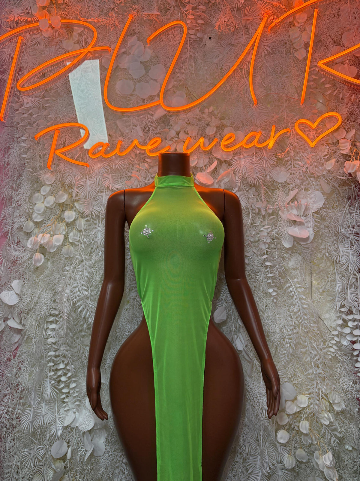 Neon Festival Gown - Exotic Dancewear Elegant, Date Night Dress, Formal Evening Maxi