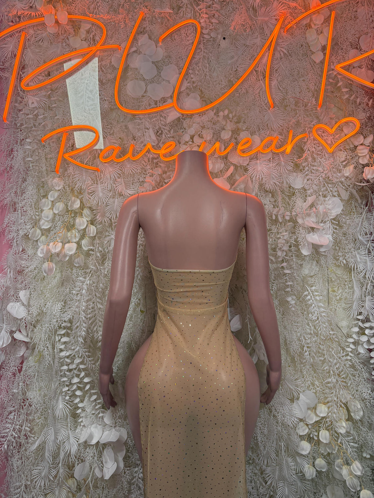 Nude Gown - Exotic Dancewear, Stripper Dress, Festival Rave Outfit, Elegant Evening Date Night Dress - image 2