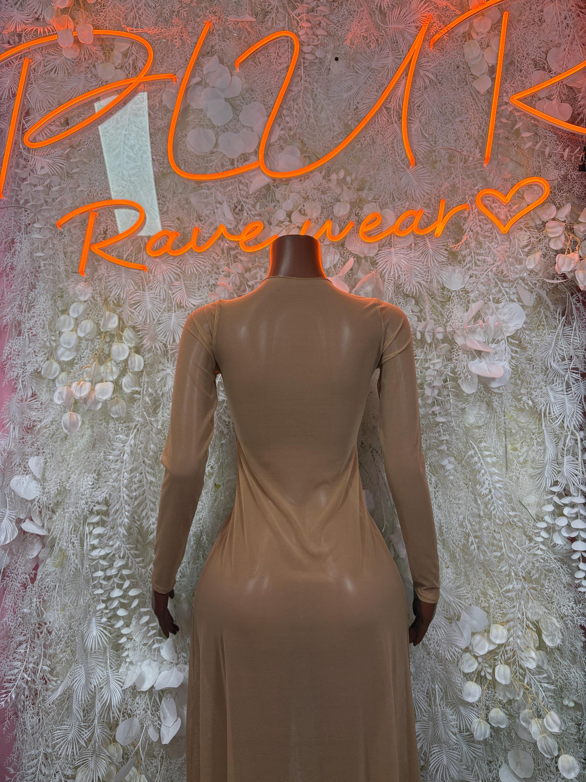 Nude Gown - Exotic Dancewear, Stripper Dress, Festival Rave Outfit, Elegant Evening Date Night Dress - image 2