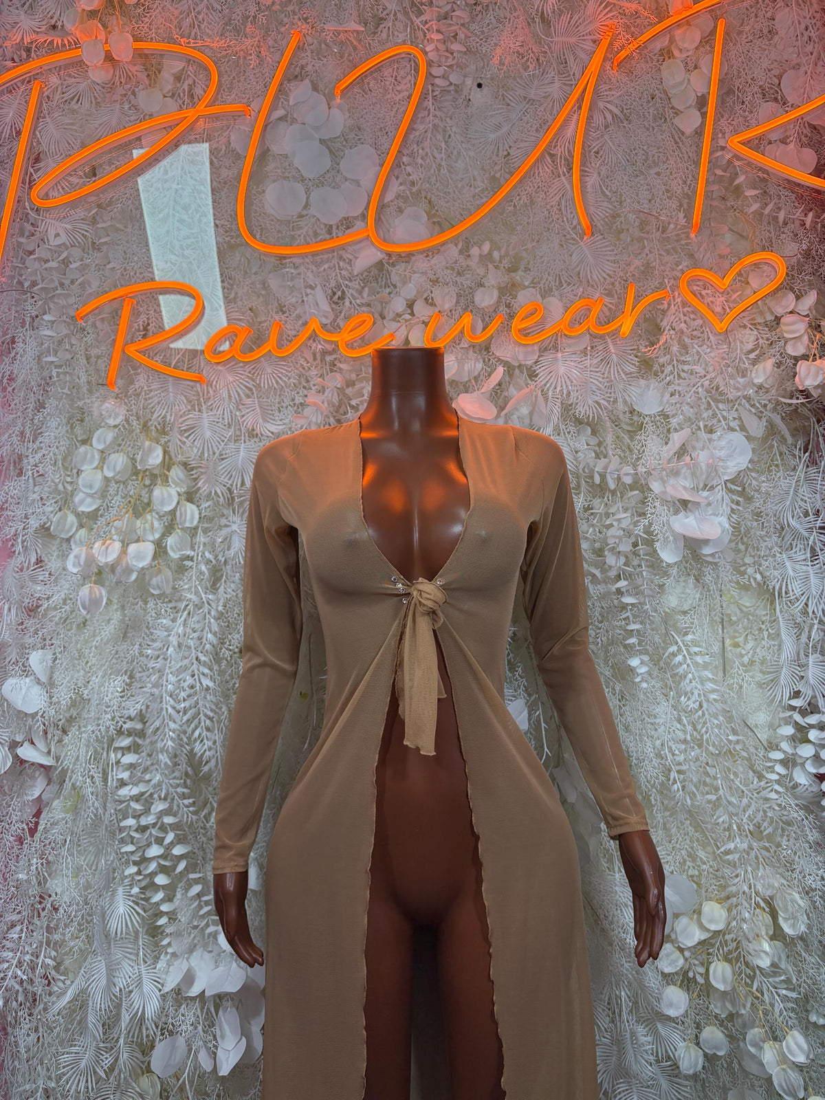 Nude Gown - Exotic Dancewear, Stripper Dress, Festival Rave Outfit, Elegant Evening Date Night Dress