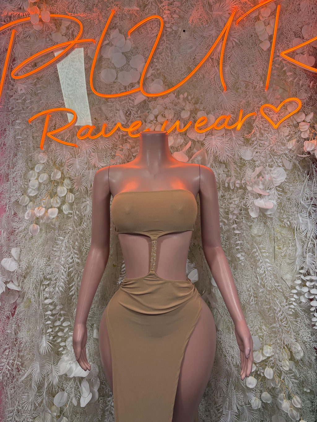 Nude Gown - Exotic Dancewear, Festival Dress, Elegant Evening Date Night Dress