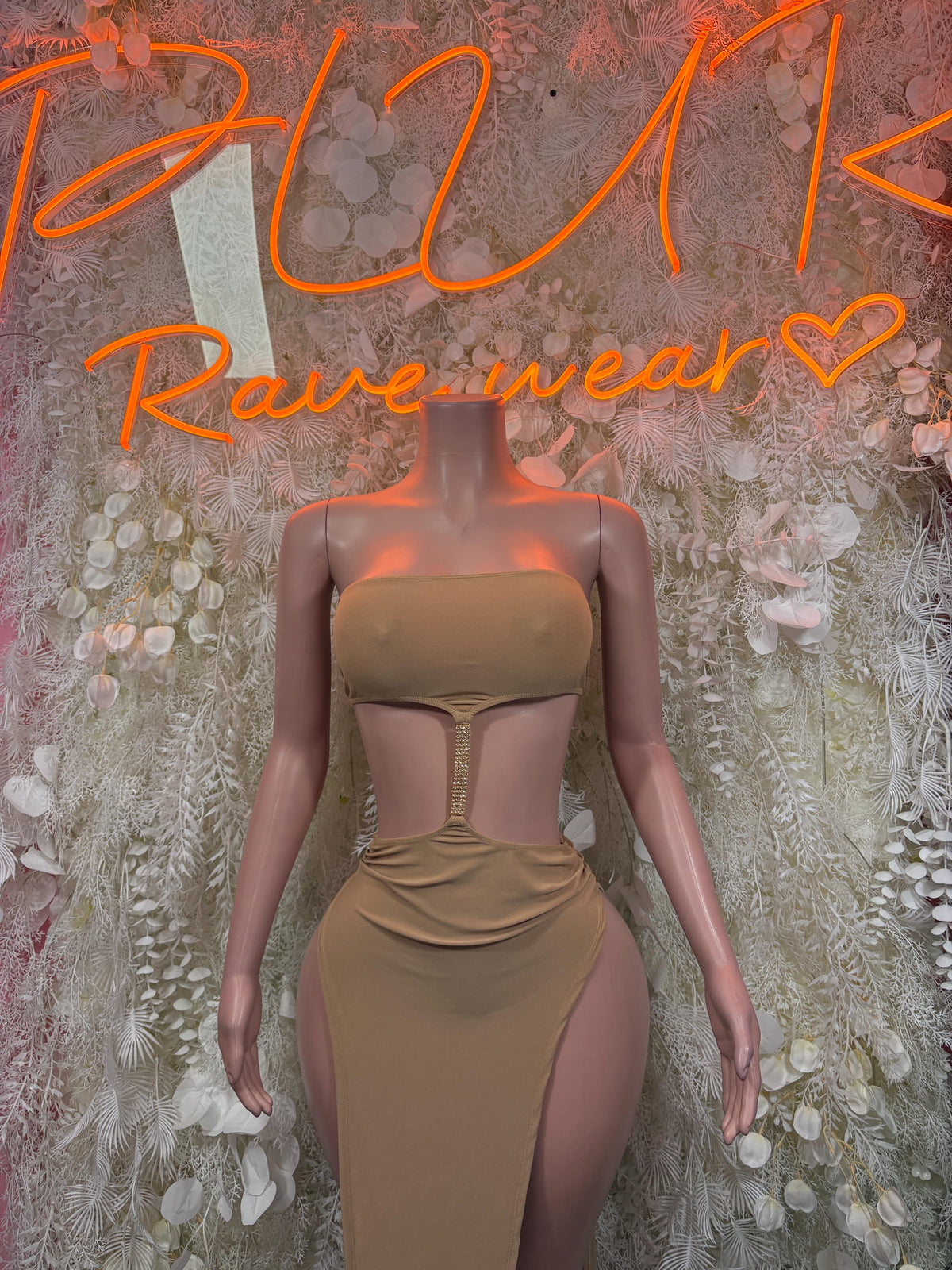 Nude Gown - Exotic Dancewear, Festival Dress, Elegant Evening Date Night Dress