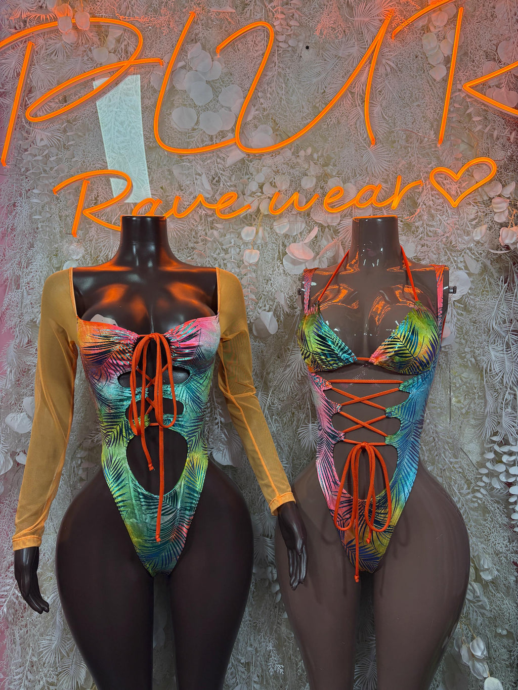 Bottlegirl Tropical Print Metallic Bodysuit - Bartender Outfit Dancewear, Ravewear - image 3