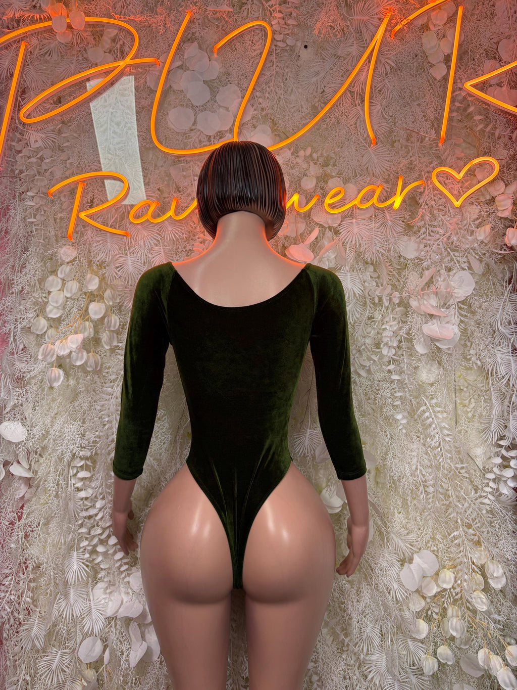 Green Velvet Bottle Girl Bodysuit - Sexy Clubwear, Rave Festival Outfit, Dancewear, Bartender Costume - image 3
