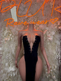 Black Gown - Exotic Dancewear Elegant, Date Night Dress, Formal Evening Gown