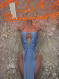 Baby Blue Gown - Exotic Dancewear Elegant, Date Night Dress, Formal Evening Gown