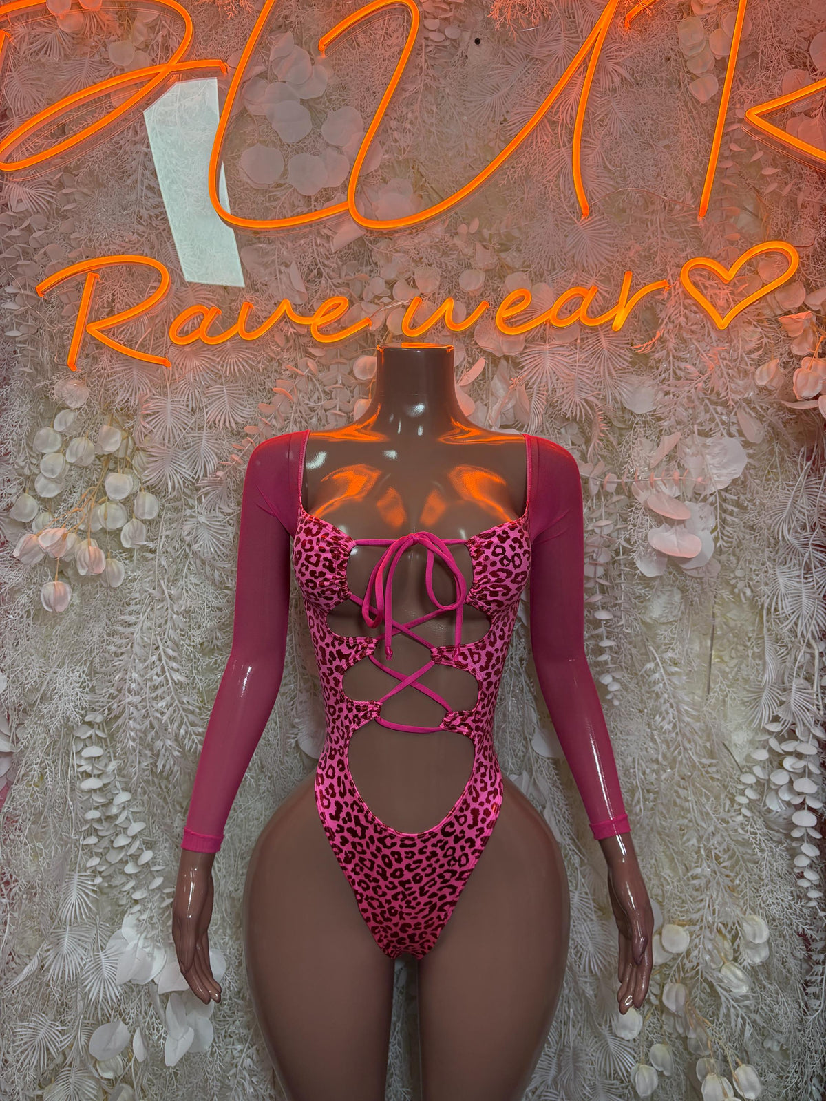 Bottlegirl Bodysuit Hot Pink Cheetah Metallic  - One Piece Bartender Outfit,  Dancewear, Party Clubwear ( small and medium left )
