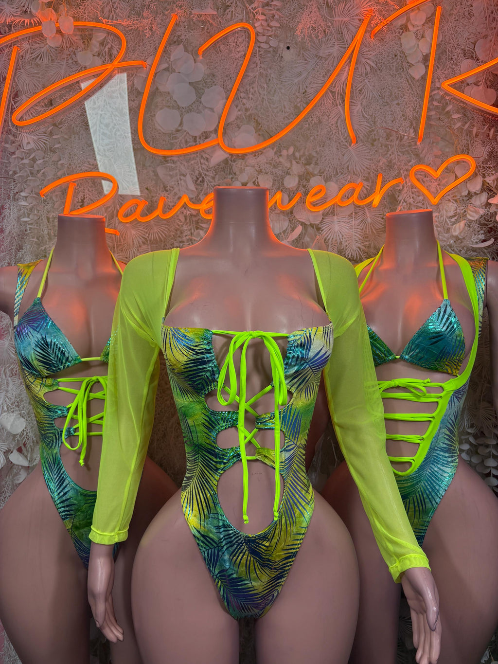 Tropical Print Bodysuit Women - Bottle Girl Bartender Outfit, Rave Festival Dancewear Clubwear