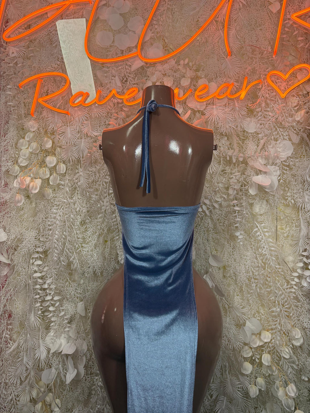 Denim Print Dancewear Gown - Elegant, Date Night Dress, Formal Evening Maxi Clubwear Dress
