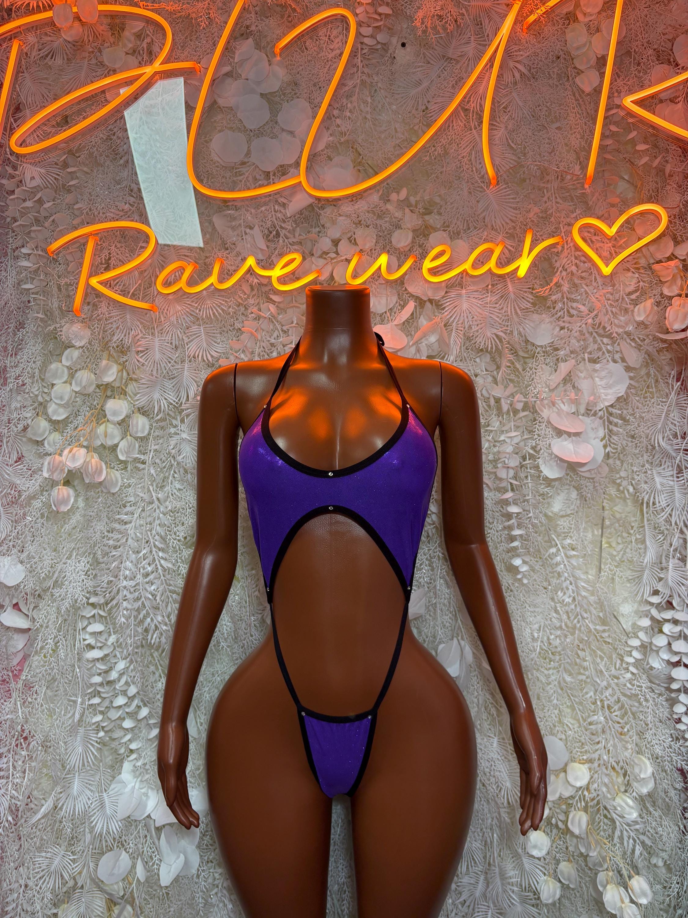 Festival Clothing Purple Slingshot Sexy Rave Outfit, Clubwear, Performance Costume,  Party Clubwear
