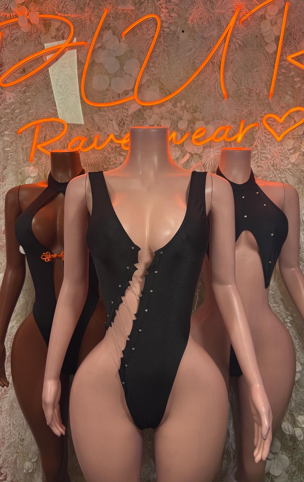 Black One Piece Bodysuit, Exotic Dancewear, Rave Outfit, Clubwear - image 2