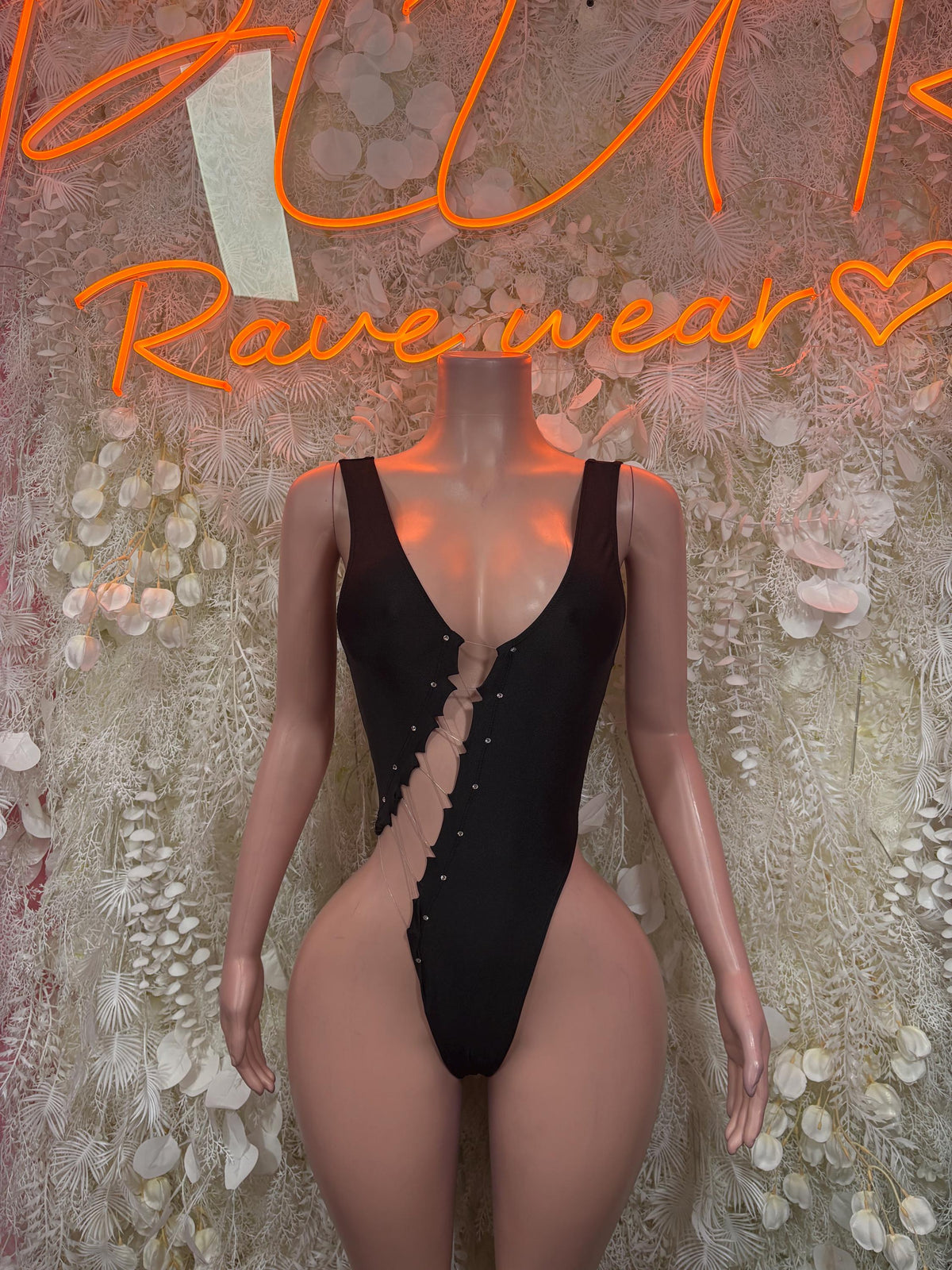 Black One Piece Bodysuit, Exotic Dancewear, Rave Outfit, Clubwear