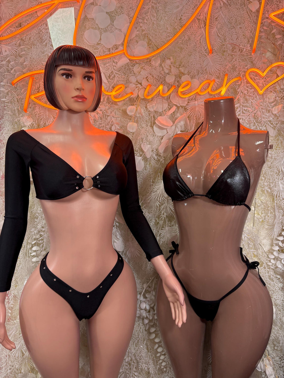 Black Bikini Two Piece Swimwear Rave Festival Wear - Exotic Dancewear Clubwear Bottle Girl Ravewear - image 3