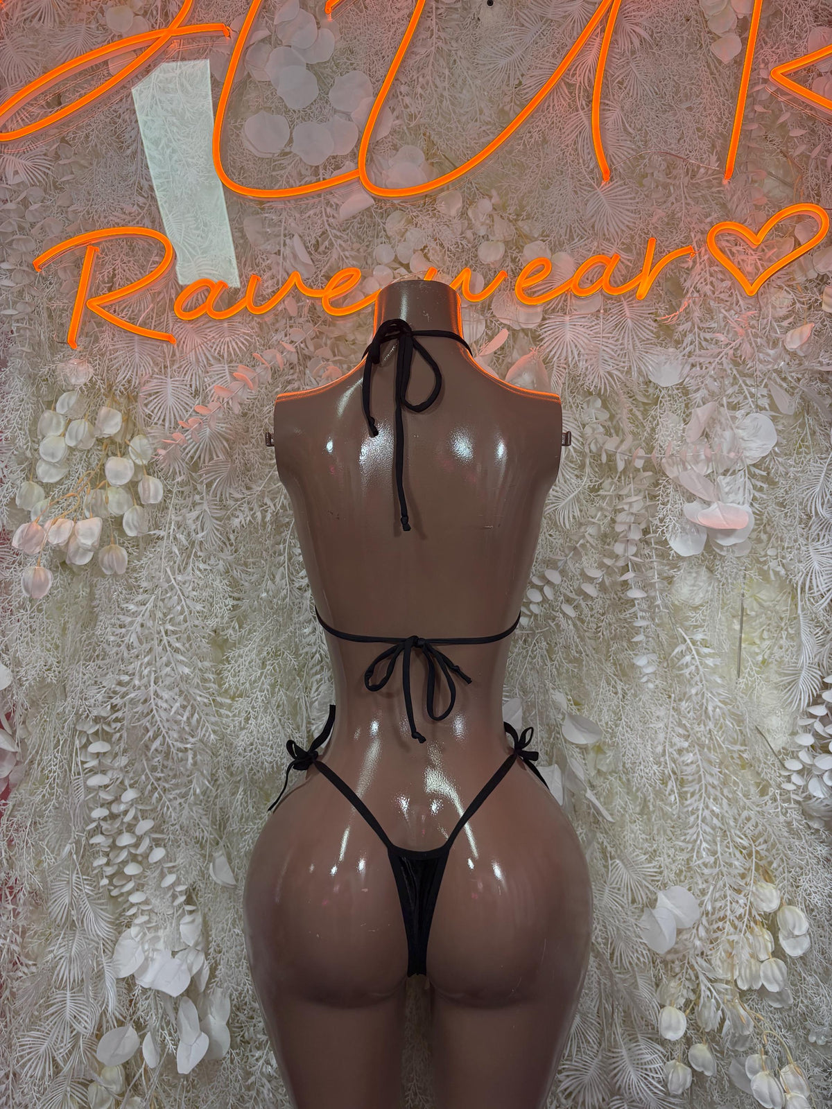 Black Bikini Two Piece Swimwear Rave Festival Wear - Exotic Dancewear Clubwear Bottle Girl Ravewear - image 2