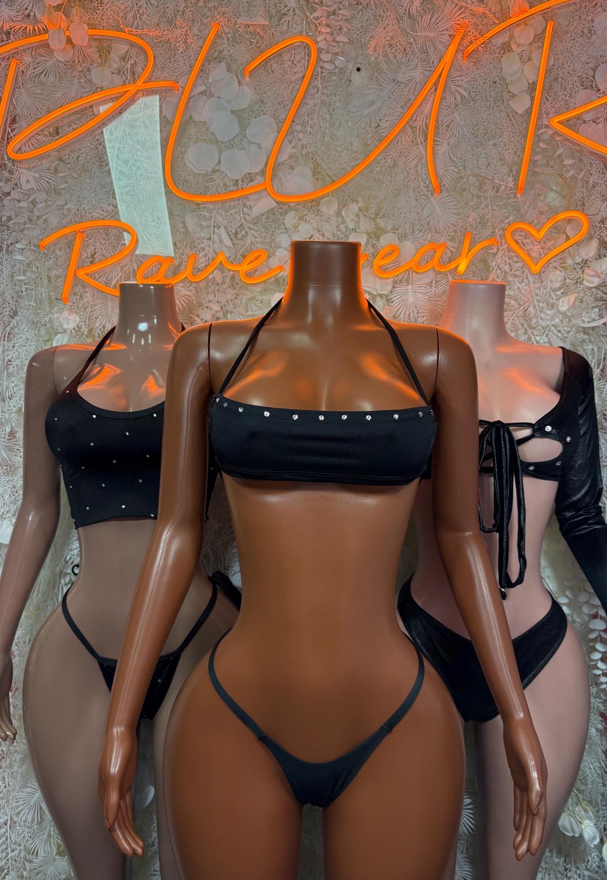 Black Bikini Two Piece Swimwear Rave Festival Wear - Exotic Dancewear Clubwear Bottle Girl Ravewear - image 3