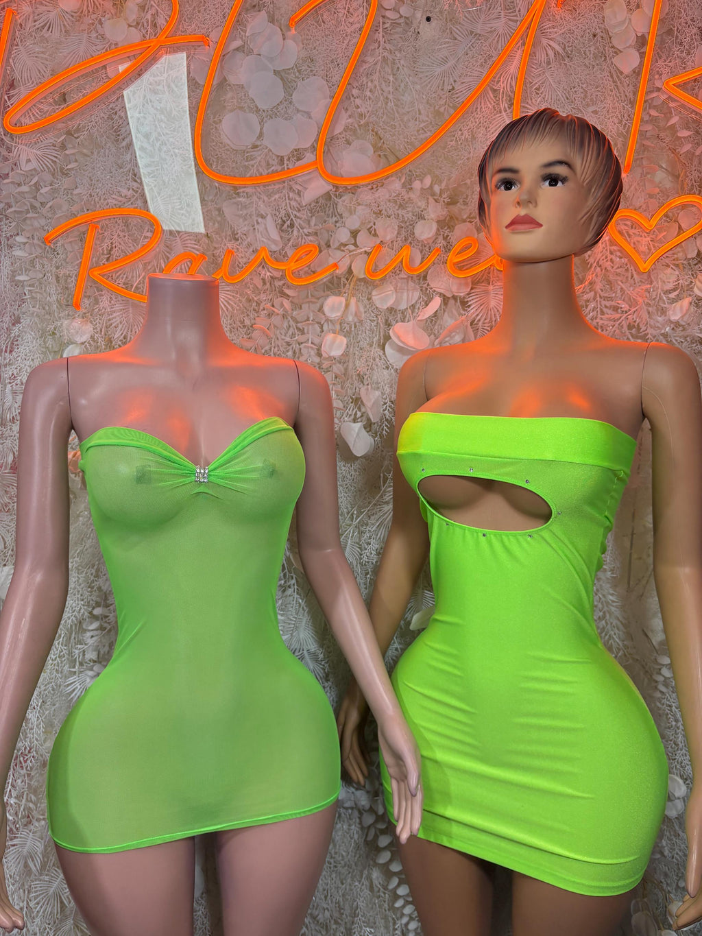 Neon Green Mesh Festival Dress - Mini Club Rave Outfit,  Party Bodysuit Dress