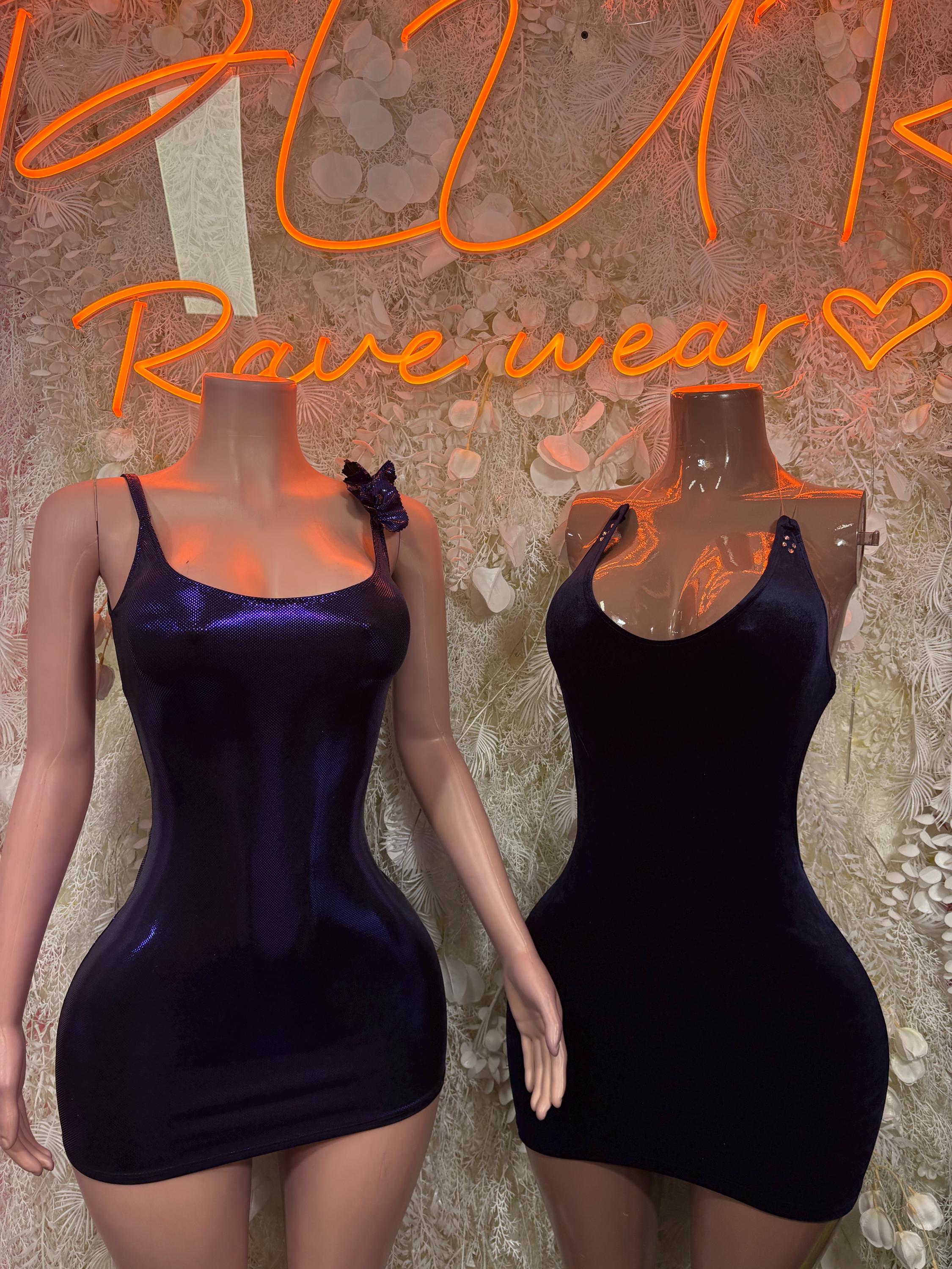 Dancewear Purple Dress - Mini Club Rave Outfit,  Party Bodysuit Dress