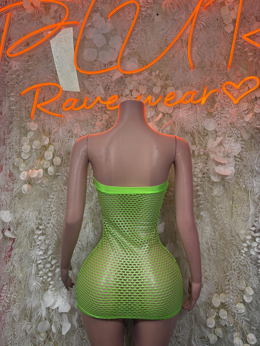 Fishnet Dress Neon - Mini  Club Rave Outfit Exotic Dancewear,  Party Bodysuit Dress