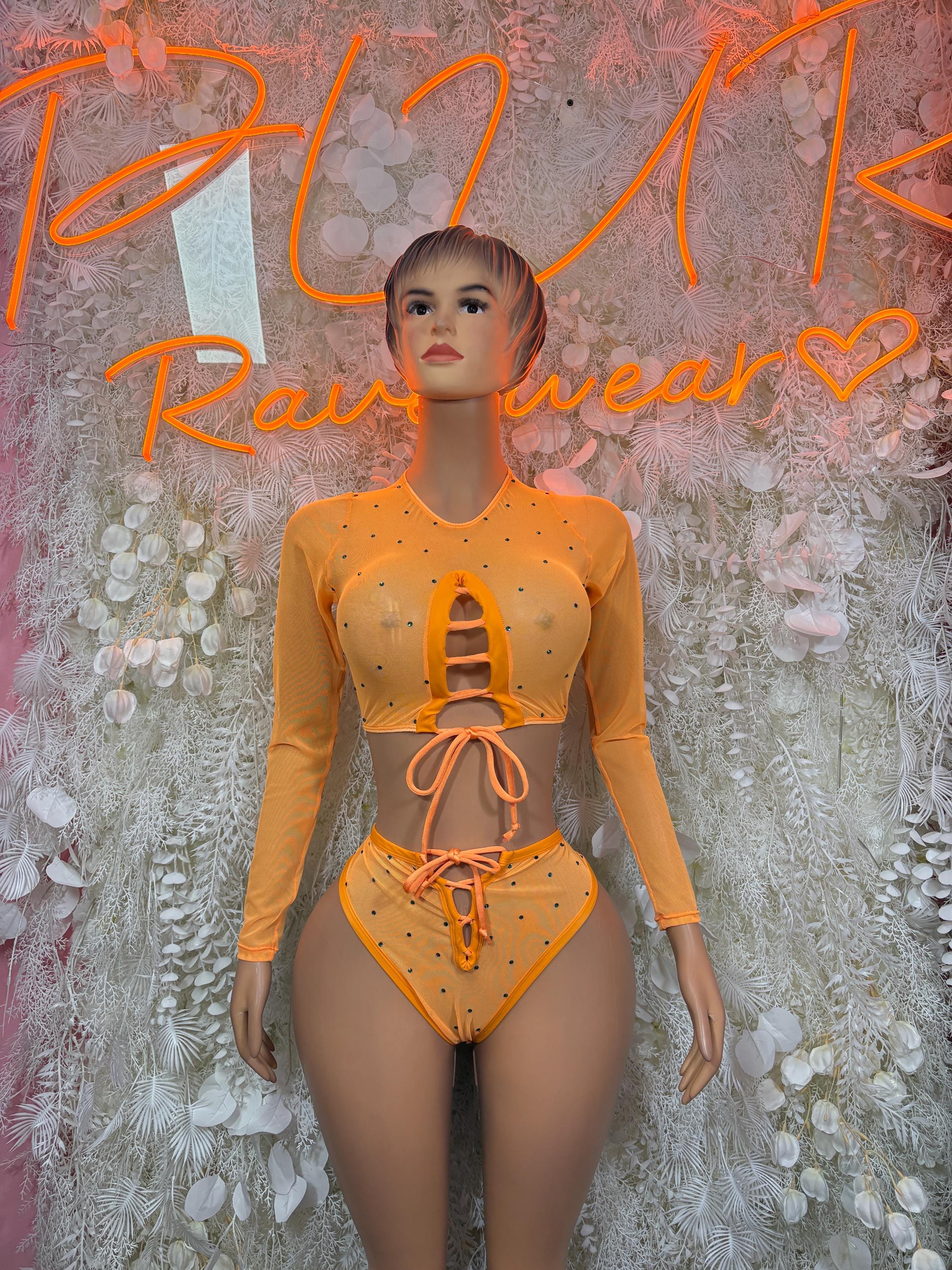 Rave Outfits Orange Two Piece Set Festival wear