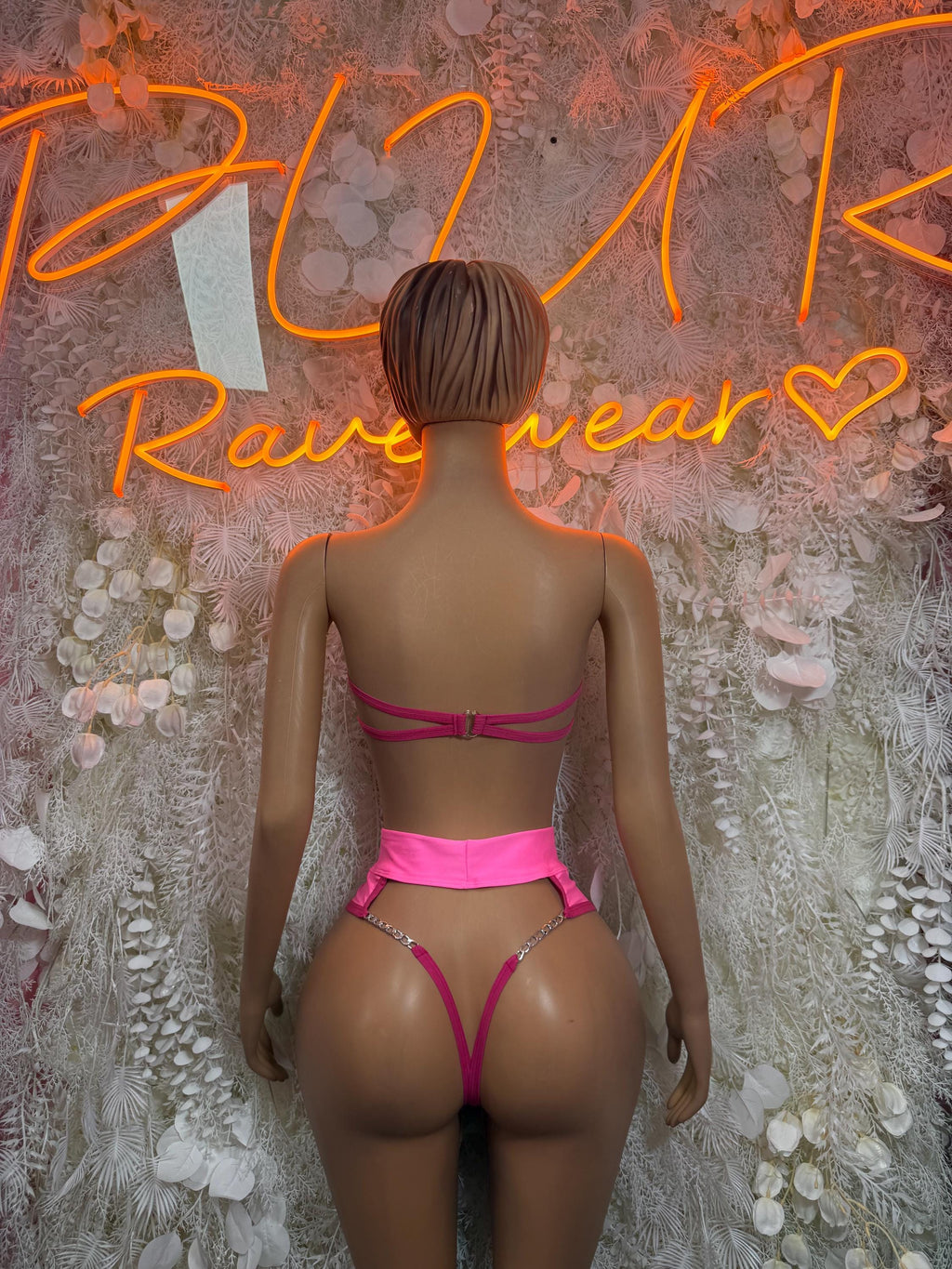 Festival Clothing Baby Pink Two Piece Rave Outfit, Clubwear, Performance Costume,  Party Clubwear