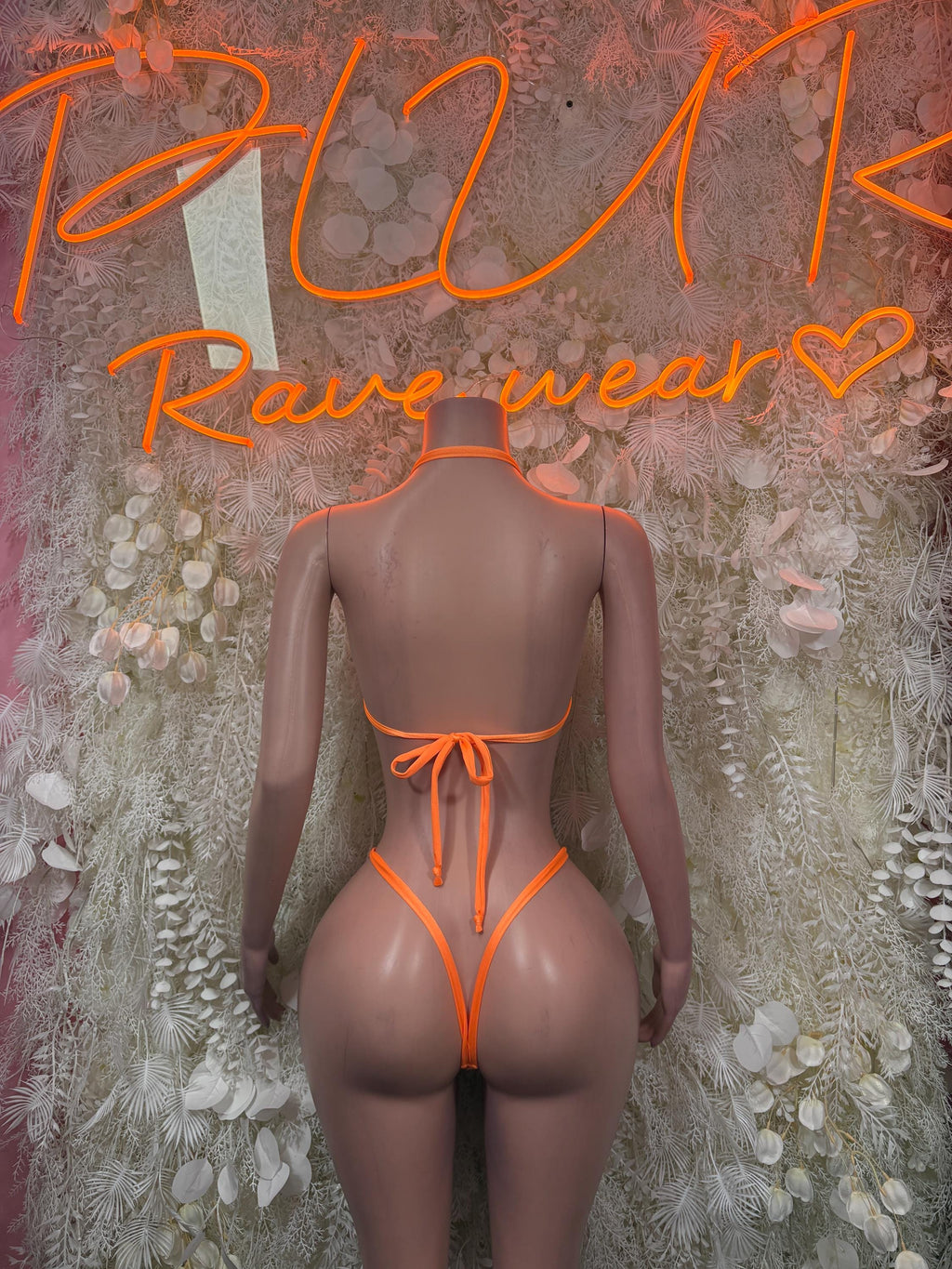Rave Outfit Orange Two Piece Cop Top Bikini, Clubwear, Performance Costume,  Party Clubwear