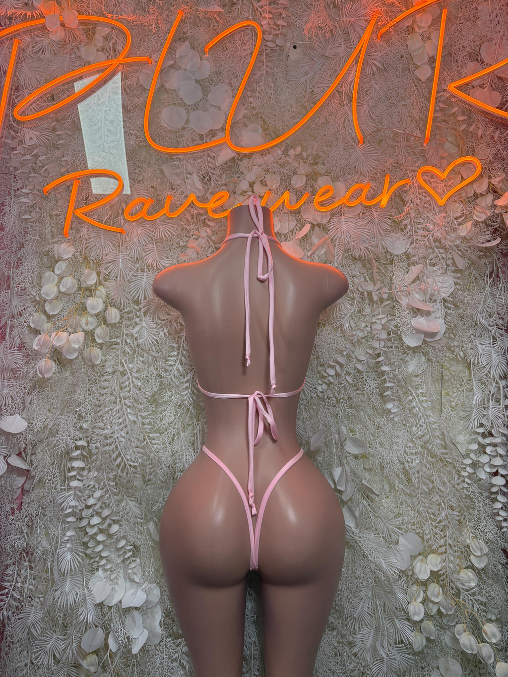 Summer Rave Festival Clothing Baby Pink Two Piece Bikini Set  – Exotic Dancewear  & Rave Wear