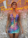Snake Print Metallic Dress One Piece  – Exotic Dancewear  & Rave Wear Festival Dress Club Outfit