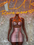 Pink Snake Print Metallic Dress One Piece  – Exotic Dancewear  & Rave Wear Festival Dress Club Outfit