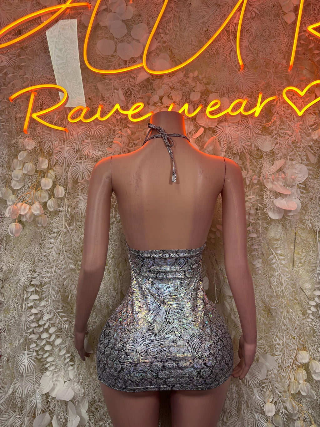 Silver Crushed Metallic Dress  One Piece  – Exotic Dancewear  & Rave Wear Festival Dress Club Outfit