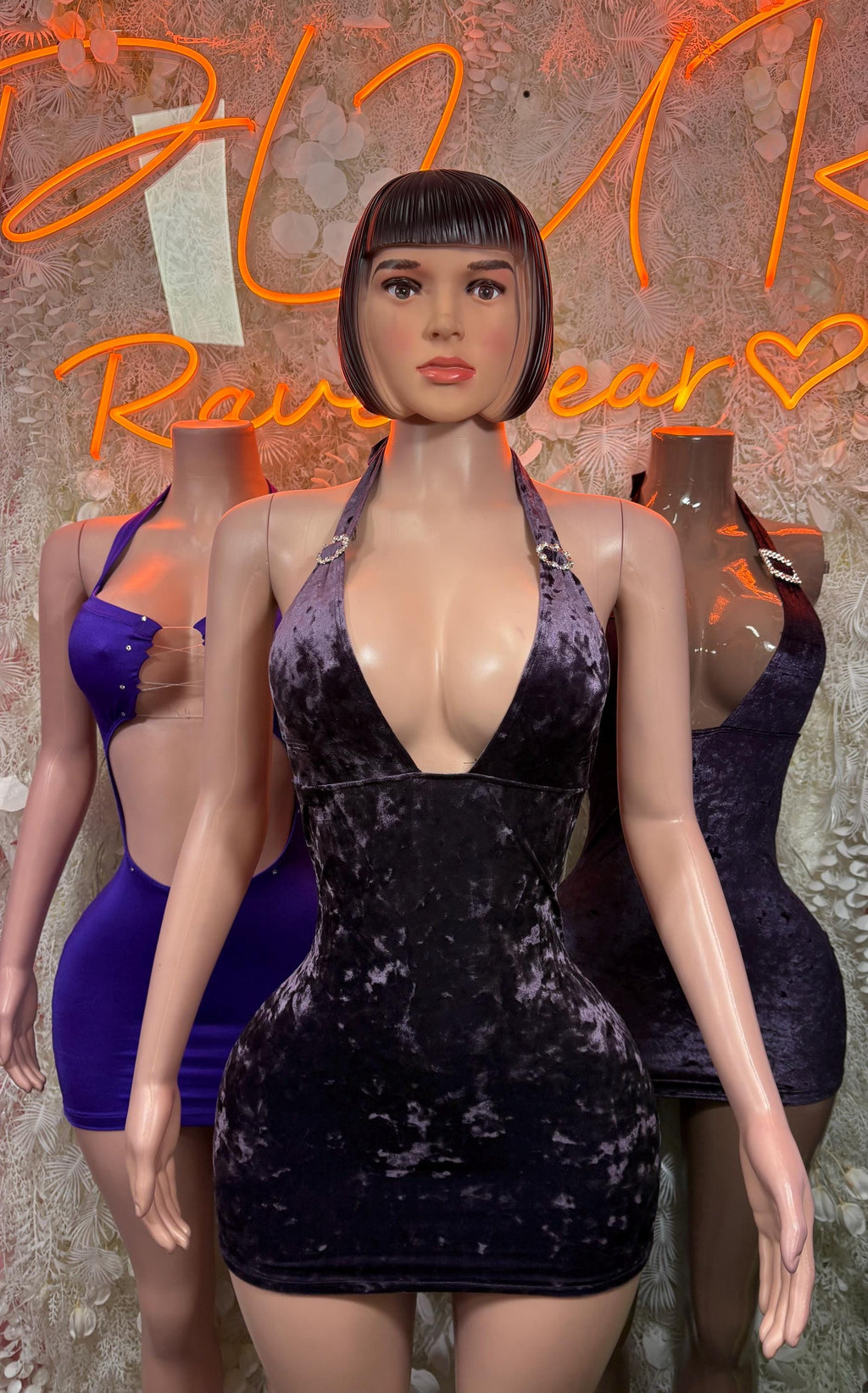 Purple Velvet  Mini Dress  One Piece  – Exotic Dancewear  & Rave Wear Festival Dress Club Outfit