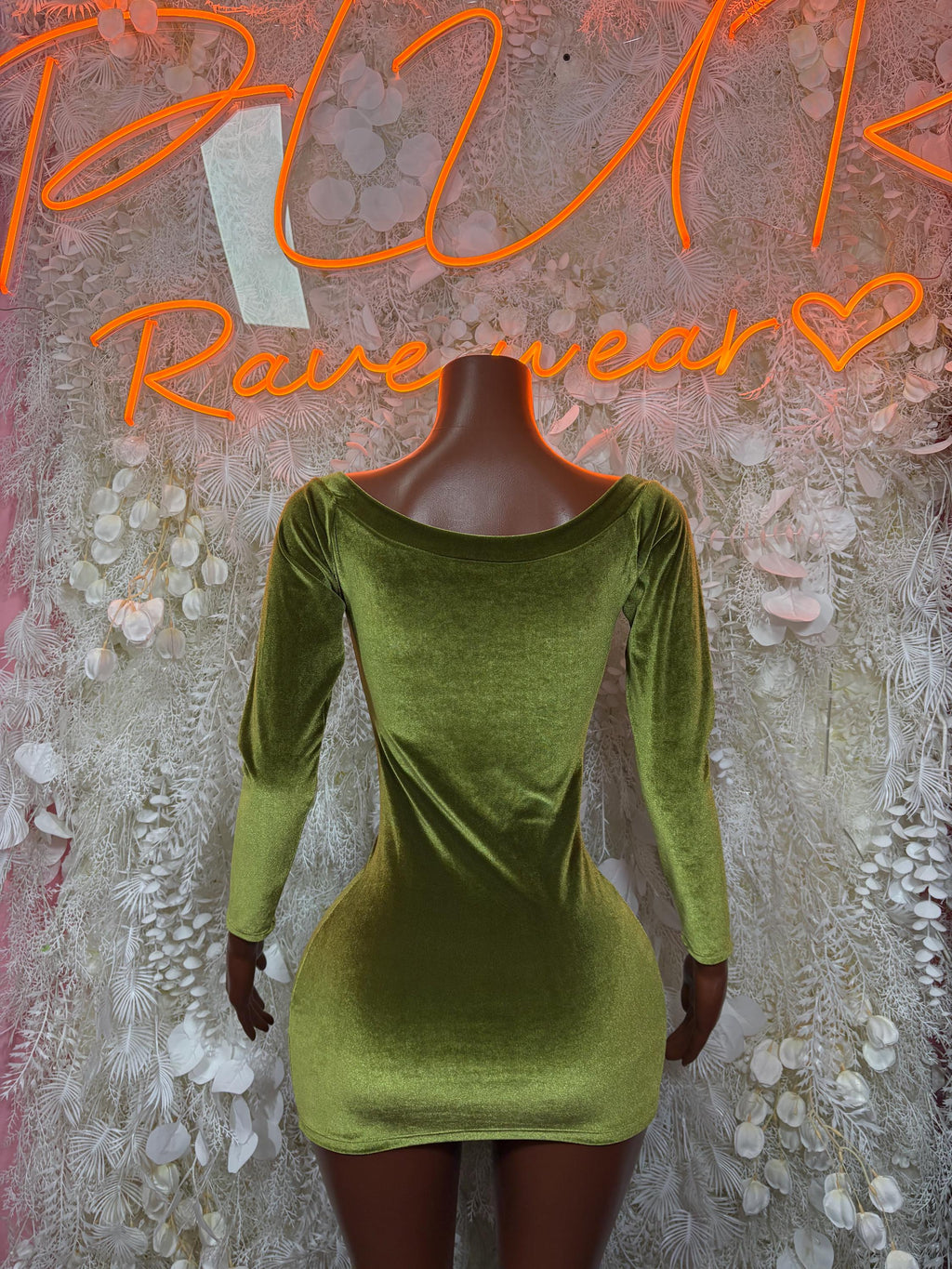 Green Velvet Mini Dress One Piece  – Exotic Dancewear & Rave Wear Festival Dress Club Outfit