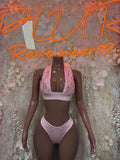 Baby Pink Lace Two Piece Rave Outfit – Festival, Clubwear, Dancewear