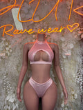Baby Pink Two-Piece Rave Outfit – Festival, Clubwear, Exotic Dance Set