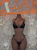 Black Bikini Two Piece Swimwear Rave Festival Wear - Exotic Dancewear Clubwear Bottle Girl Ravewear