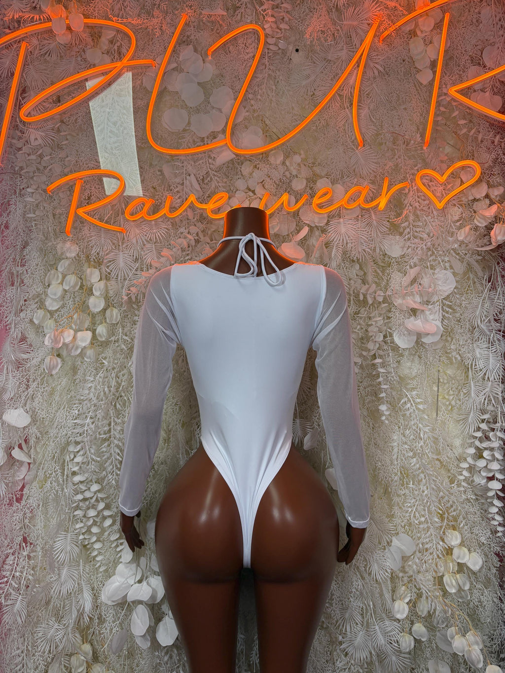 Silver cheetah print bodysuit with long sleeves, back neck straps