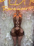 Leopard Print Bottlegirl One-Piece Bodysuit -| Exotic Dancewear for Performers, Raves, & Festival Clothing ( large left )