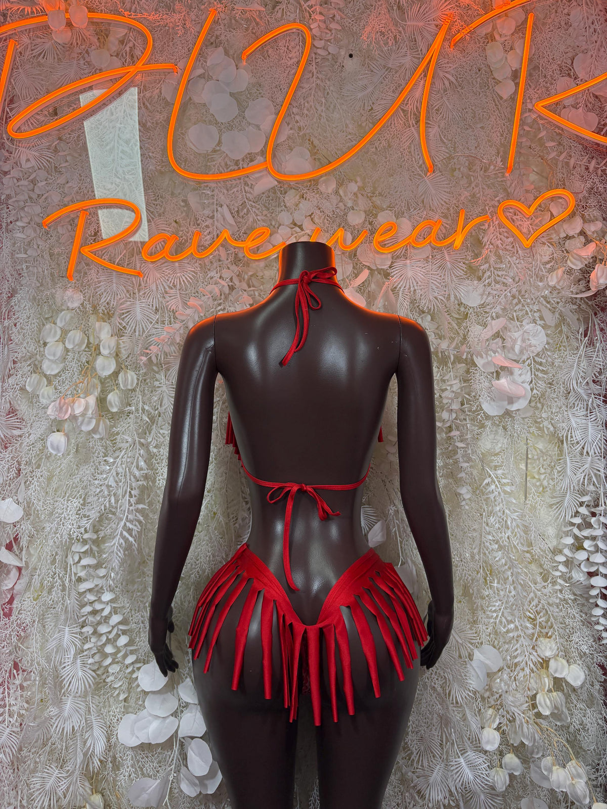 Festival Outfit Red Two Piece Set, Rave Outfit Exotic Dancewear - image 2