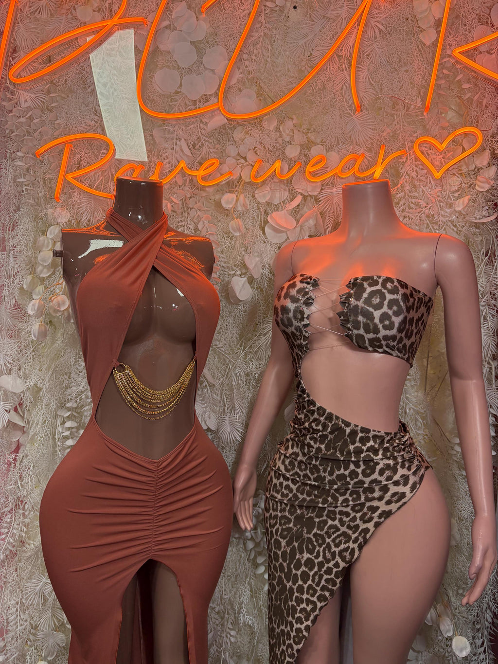 Leopard print dance outfit: bandeau top with high-cut bottom