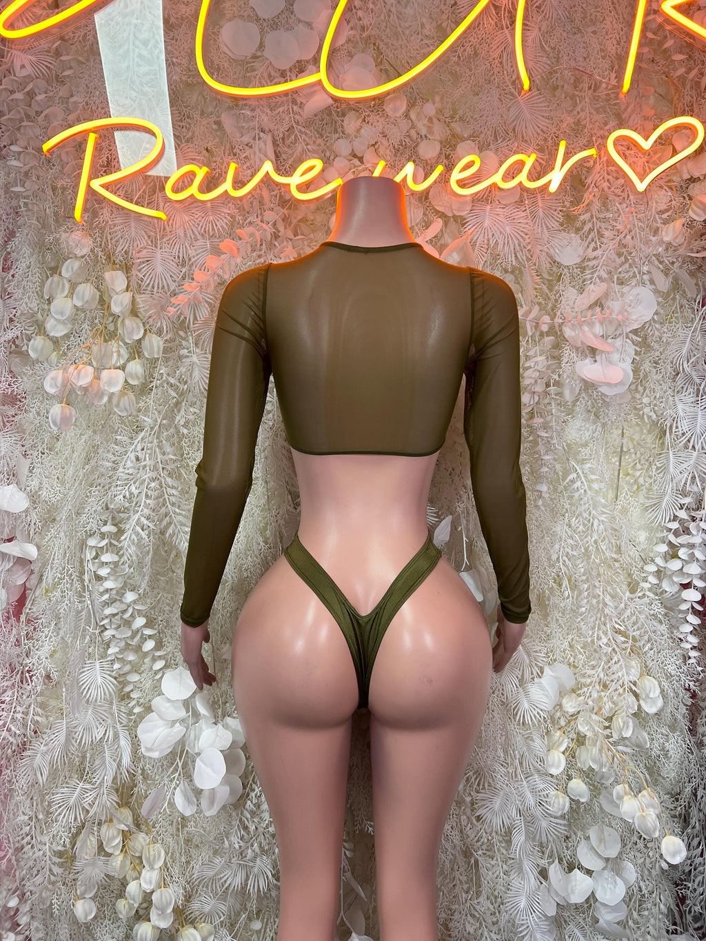 Olive Green Bottlegirl Two Piece Outfit Exotic Dancewear Outfit, Party Clubwear - image 2