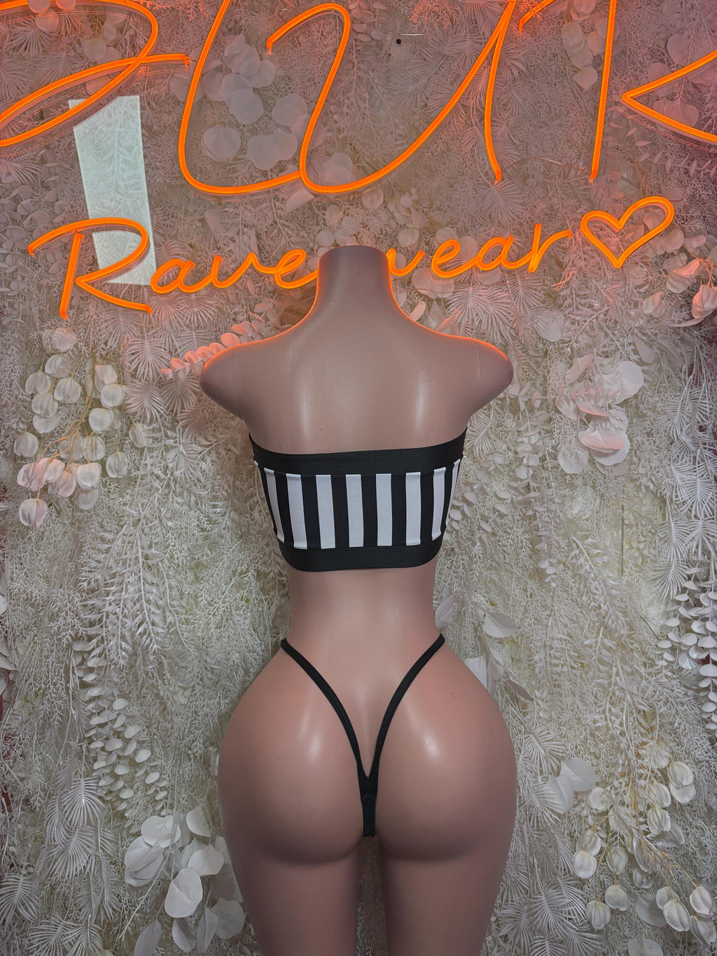 Referee Bikini Costume: Striped Halter Top, Thong Bottoms, Sports Occasion Outfit