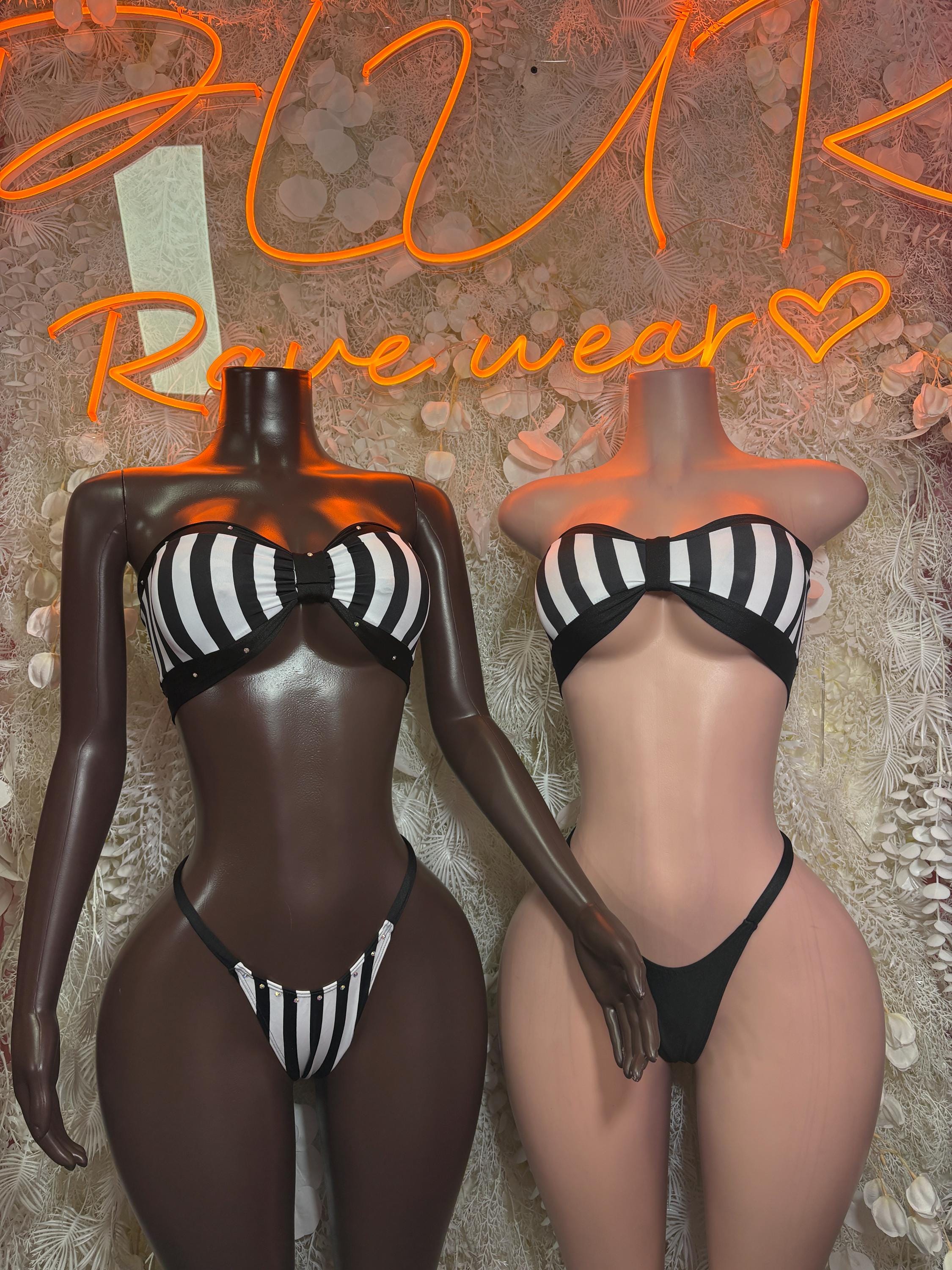 Referee Bikini Costume: Striped Bartender Outfit for Sports Occasions