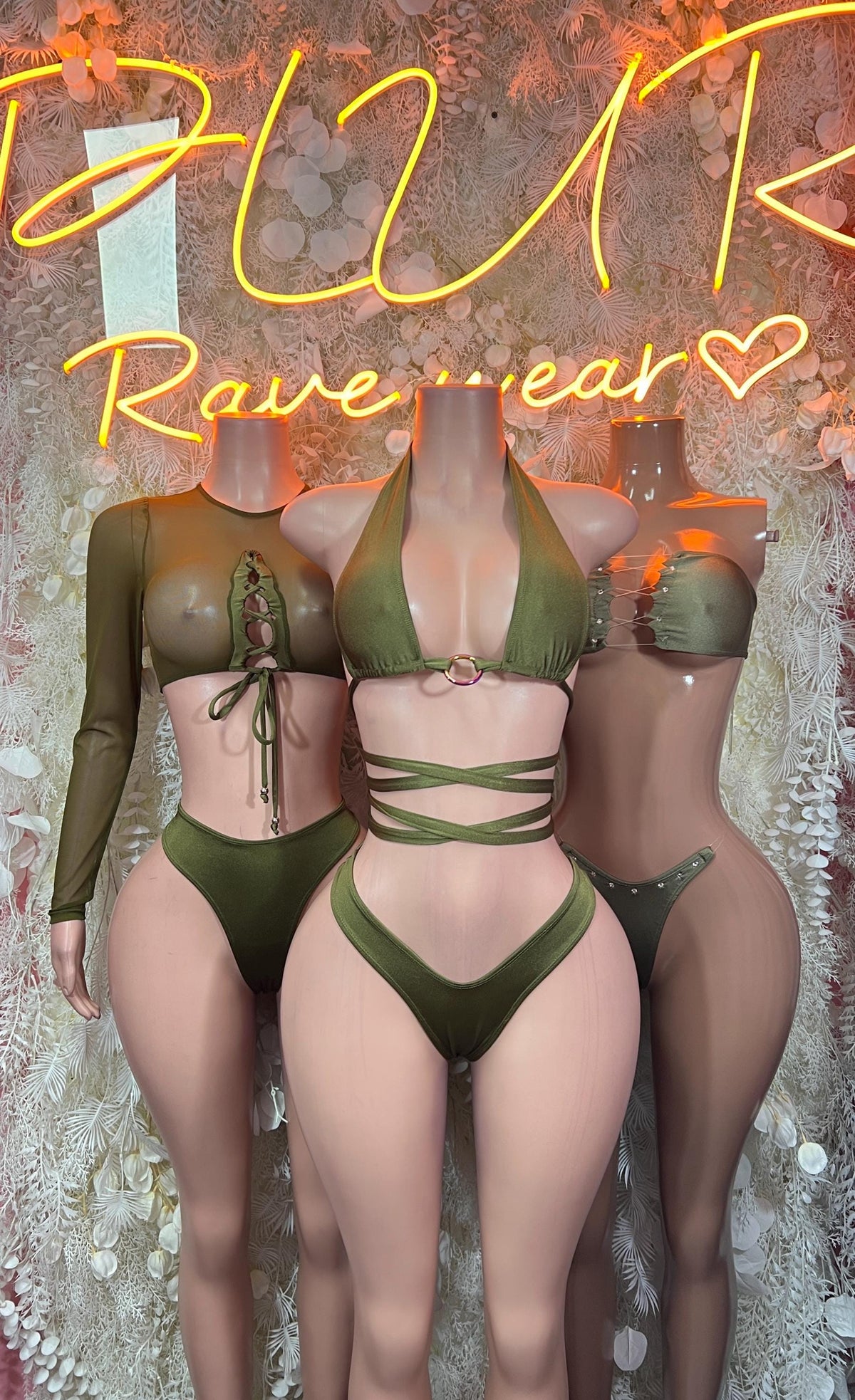Olive Green Bottlegirl Two Piece Outfit Exotic Dancewear Outfit, Party Clubwear - image 3