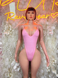 Baby Pink Rhinestone Bodysuit Festival Clothing Exotic Dancewear Bartender Outfit